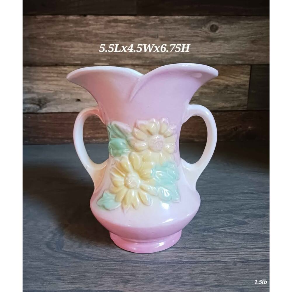 Vintage USA Hull pink daisies pottery vase